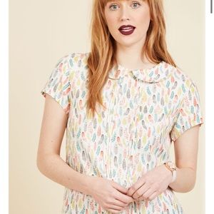 Modcloth Play Tell Top in Feathers